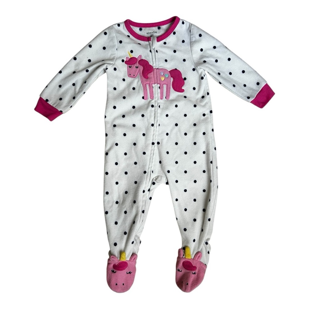 Absorba Fleece Unicorn One Piece Sleeper with Slip Resistant Footies